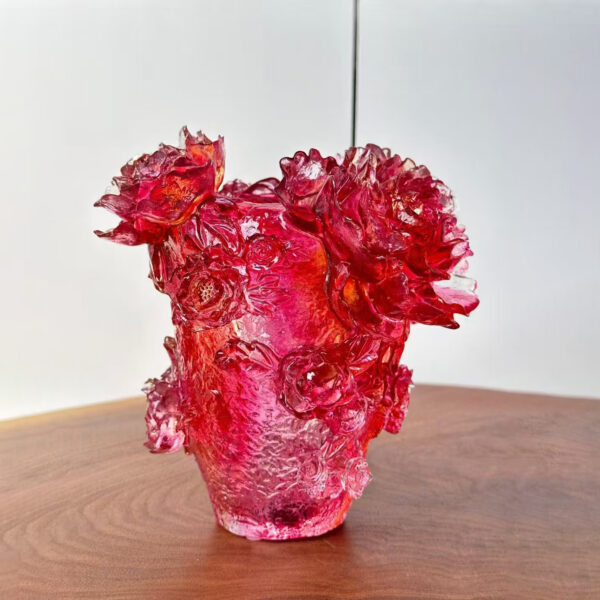Ancient Craft Colored Glaze “Happiness Arrives” Butterfly Orchid Vase