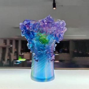 “Wealth and Good Fortune” Peacock Decorative Piece in Ancient Glazed Glass