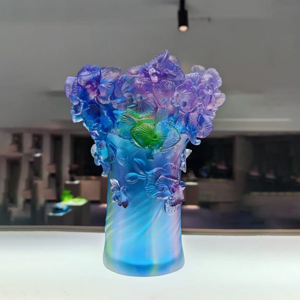 “Wealth and Good Fortune” Peacock Decorative Piece in Ancient Glazed Glass